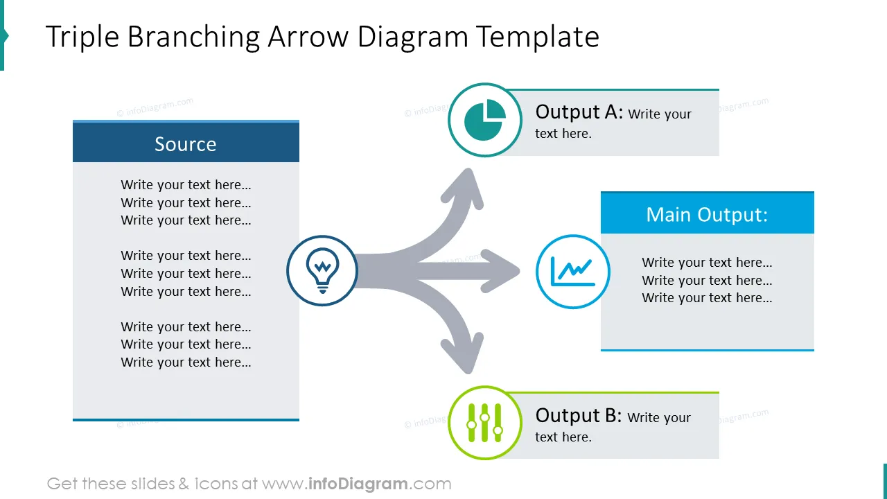 Branching Wide Arrows for Process Block Flow Charts (PPT Diagrams) preview 3