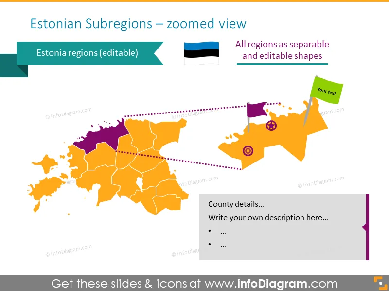 Baltic States Europe Maps with Administrative Territories (PPT editable) preview 3