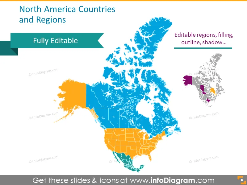 Map of Canada and US, North America, Mexico, Population and GDP preview 3