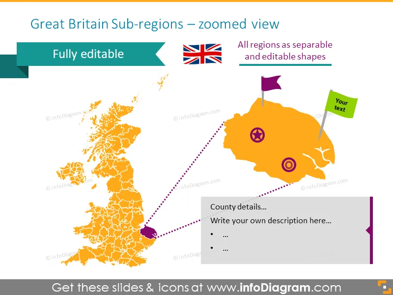 British Isles Map UK Ireland with Counties (PPT editable) preview 3