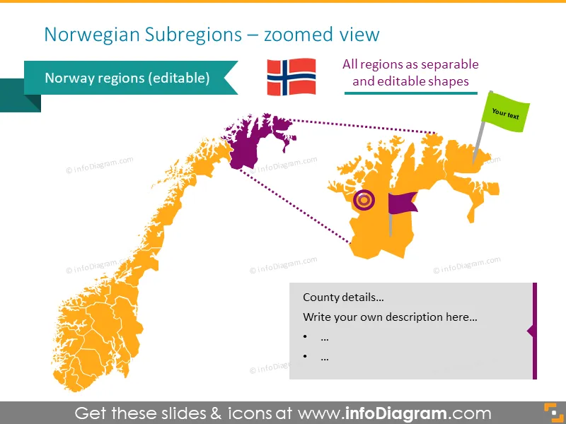 Nordic Europe Maps with Administrative Territories (PPT editable) preview 3