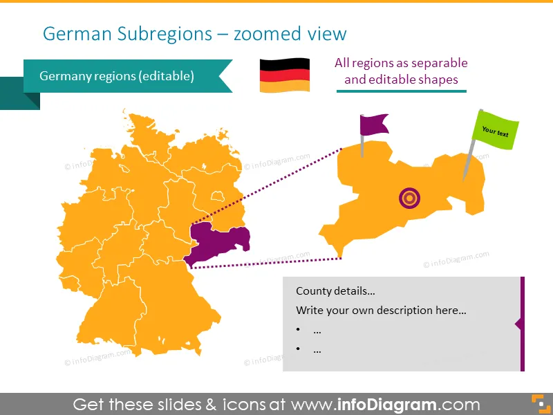Western Europe Map with Administrative Territories (Germany, France PPT editable Maps) preview 3