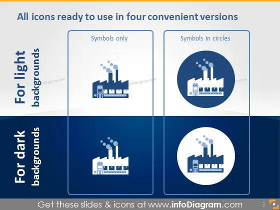 Branche-Icons: Produktion, Bau, Transport (flache PPT Clipart) preview 3