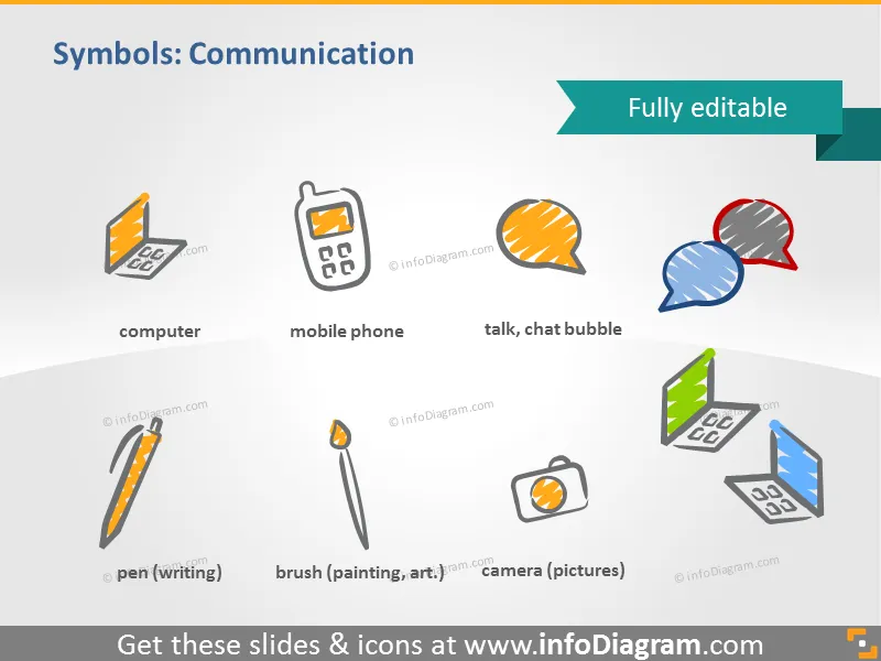 Scribble Symbols BUNDLE: people, charts, symbols, balloons (PPT icons & clipart) preview 3