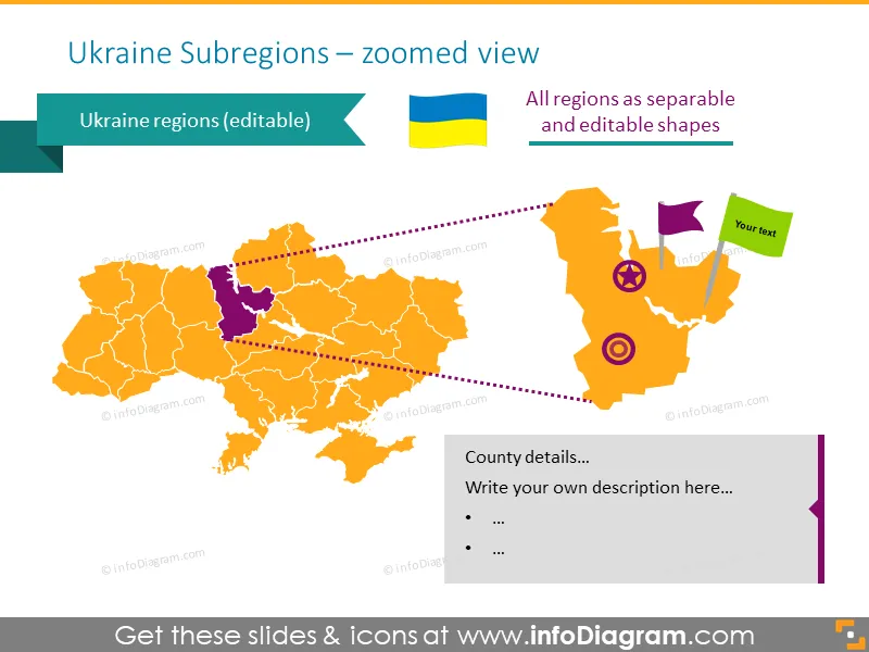 Ukraine, Géorgie, cartes des pays GUAM avec régions administratives (PPT modifiable) preview 3