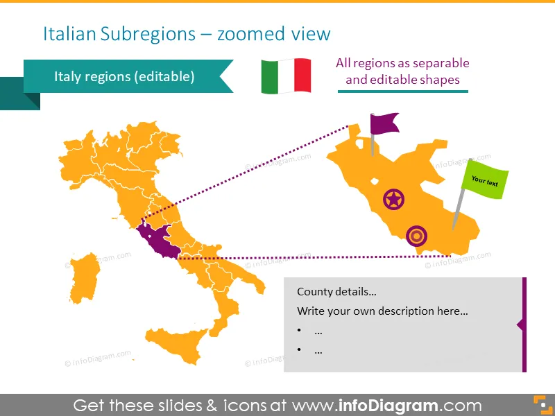 Southern Europe Maps with Administrative Territories (Spain, Italy PPT editable Maps) preview 3