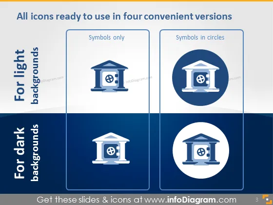 Industry icons: Finance, Money, Trade, Services, IT (flat PPT clipart) preview 3