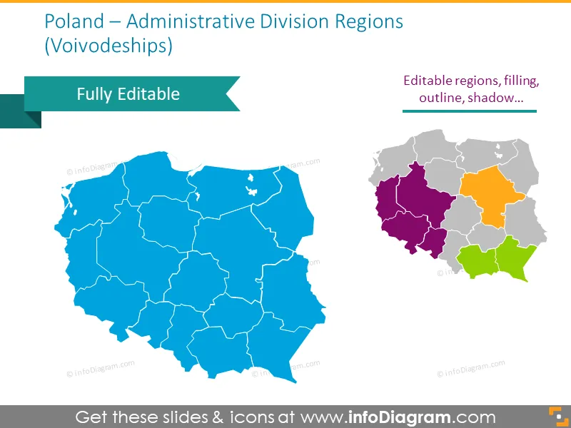 Poland Maps with Regions - Voivodeships Divisions (PPT Template) preview 3