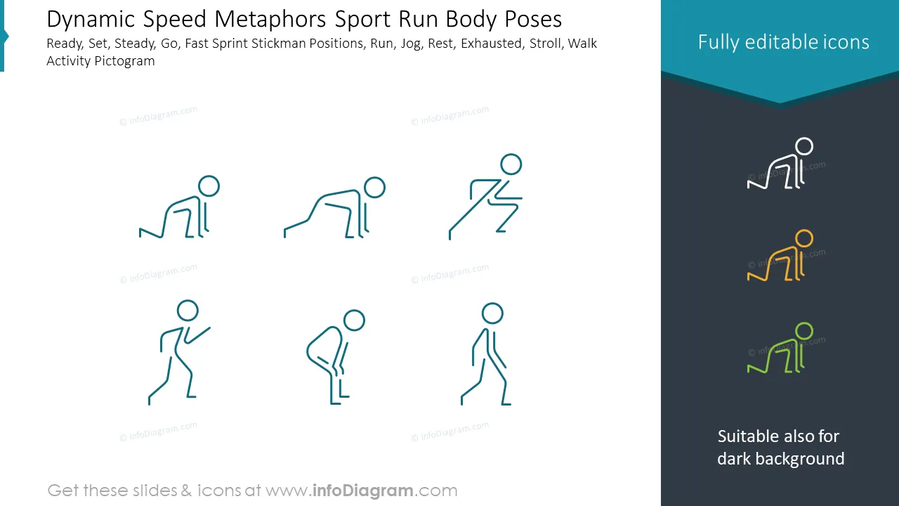 People Activities and Body Poses Stick Figures (outline PPT icons) preview 3