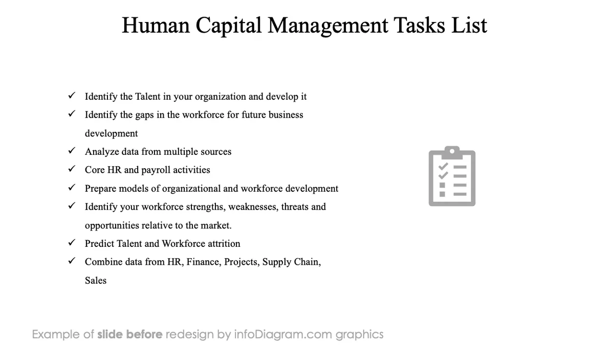 infoDiagram diagram hr systems roles BEFORE human capital tasks ppt template