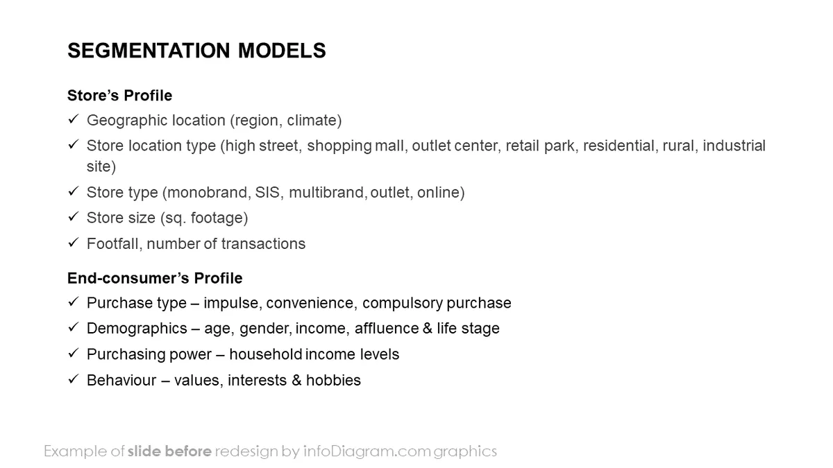 infoDiagram segmentation pos BEFORE segmentation models ppt template