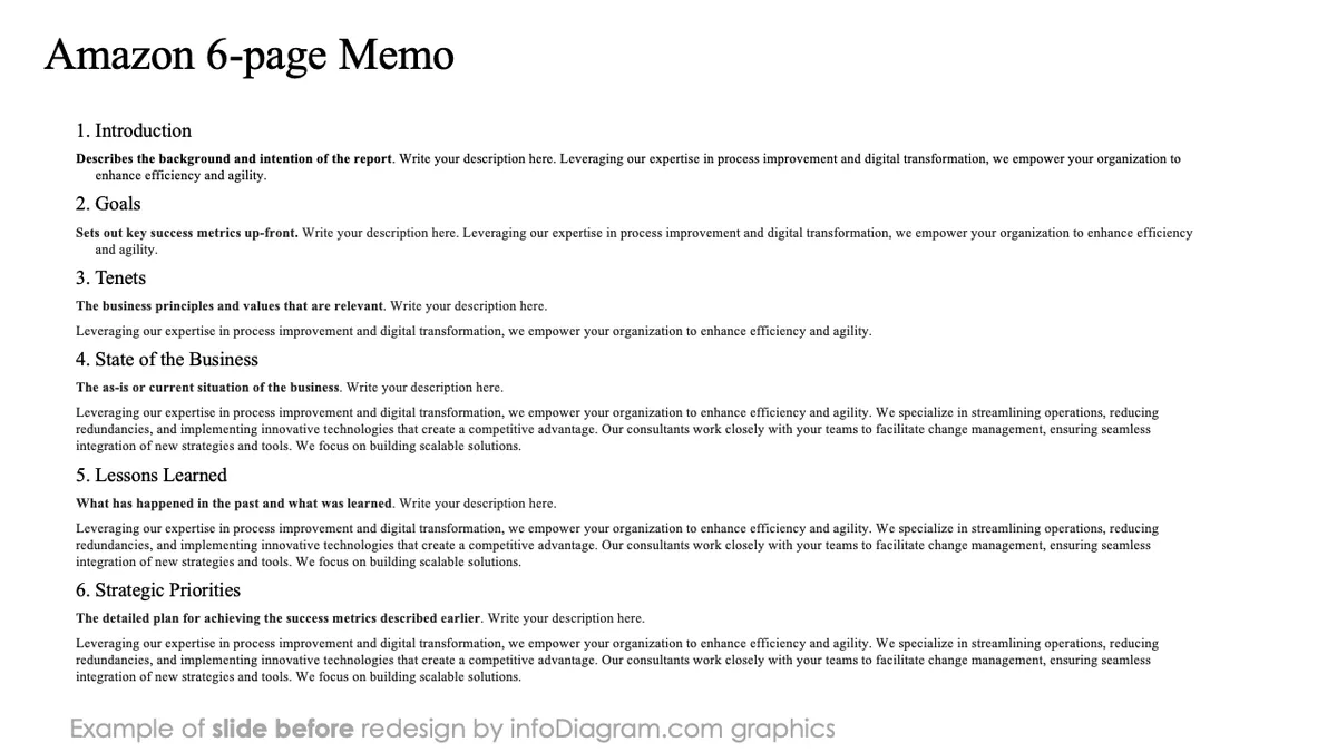 infoDiagram infographics text dense slidedoc BEFORE comparison ppt template