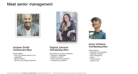 senior management company structure ppt slide before redesign