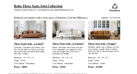 sofa collection product onepager before redesign ppt