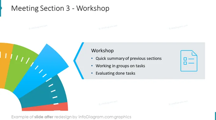 agenda meting section diagram slide after infodiagram redesign in powerpoint