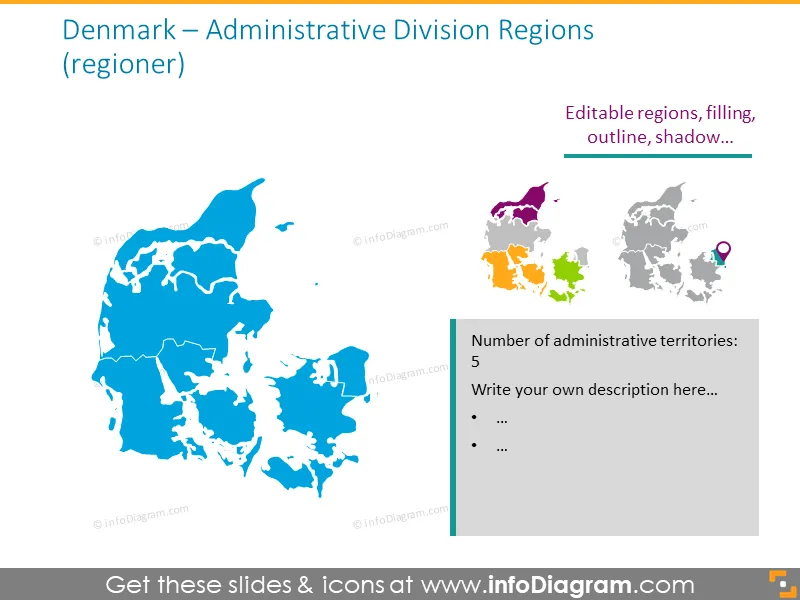 mapa das regiões administrativas da Dinamarca
