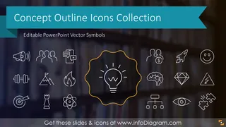 Geschäftskonzepte PowerPoint-Icons mit Benennung (PPT-Umrisssymbole)