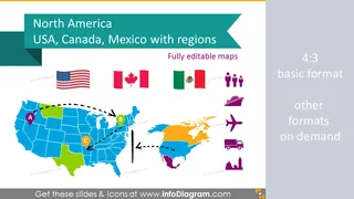 Map of Canada and US, North America, Mexico, Population and GDP