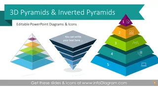 3D gestapelte Pyramidendiagramme (PPT-Vorlage)