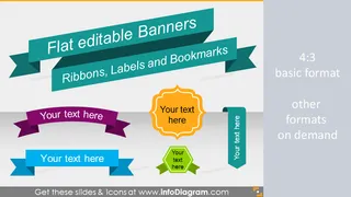 Flat Banners Ribbon Metro Style Infographics Titles (PPT shapes)